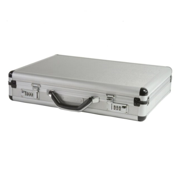 Aluminium-Attaché-Koffer, gepolsterte Laptop-Aktentasche, Combo-Schloss, hartseitig