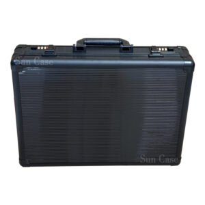 Aluminum Attache Case Full Black Aluminum Lockable Briefcase with Pick&Pluck Foam