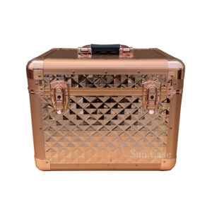 Rose Gold Water Cube Pattern Grooming Case Aluminum Pets Goods Storage Cases