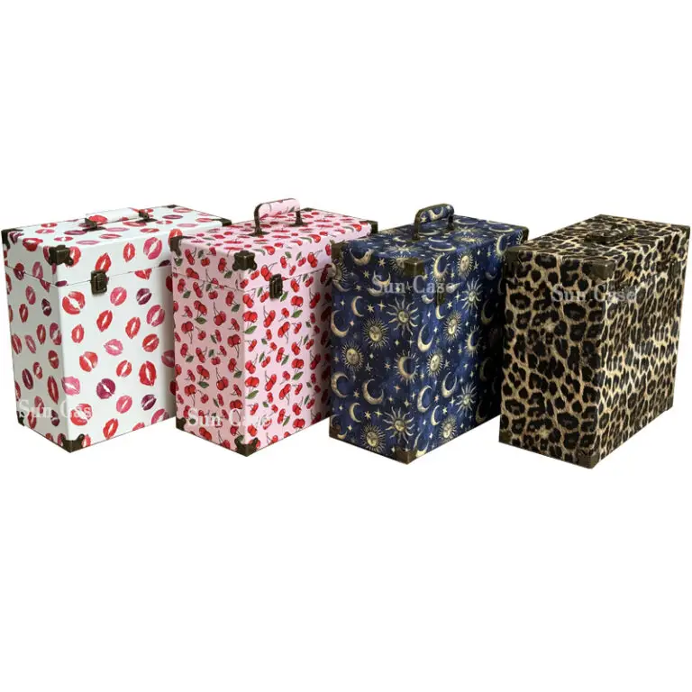 Boîte à disques vinyles vintage en cuir PU 12" - Étui de rangement pour disques vinyles - Étui de collection - Léopard