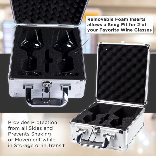 Wine Portable Aluminum Framed Wine Glass Carrying Case With Custom Wine Glass Fit Foam Inserts-4