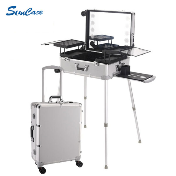 LED Makeup Artist Trolley Case (1) LED Makeup Artist Trolley Case - SILVER