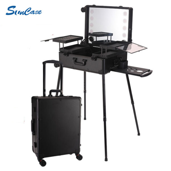 LED Makeup Artist Trolley Case (3) LED Makeup Artist Trolley Case -BLACK