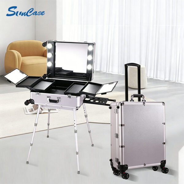 led lights rolling makeup case (3) led lights rolling makeup case-silver
