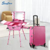 led lights rolling makeup case (4) led lights rolling makeup case-rose red