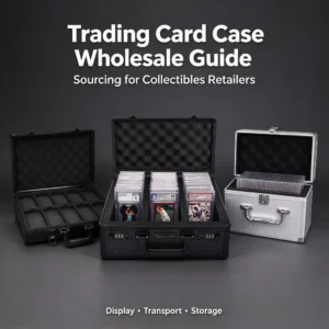 Black and silver aluminum trading card cases for display, transport and storage