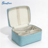 Blauwe Struisvogel Make-up Tas Cosmetische Trolley Opbergkoffer met Verdelers